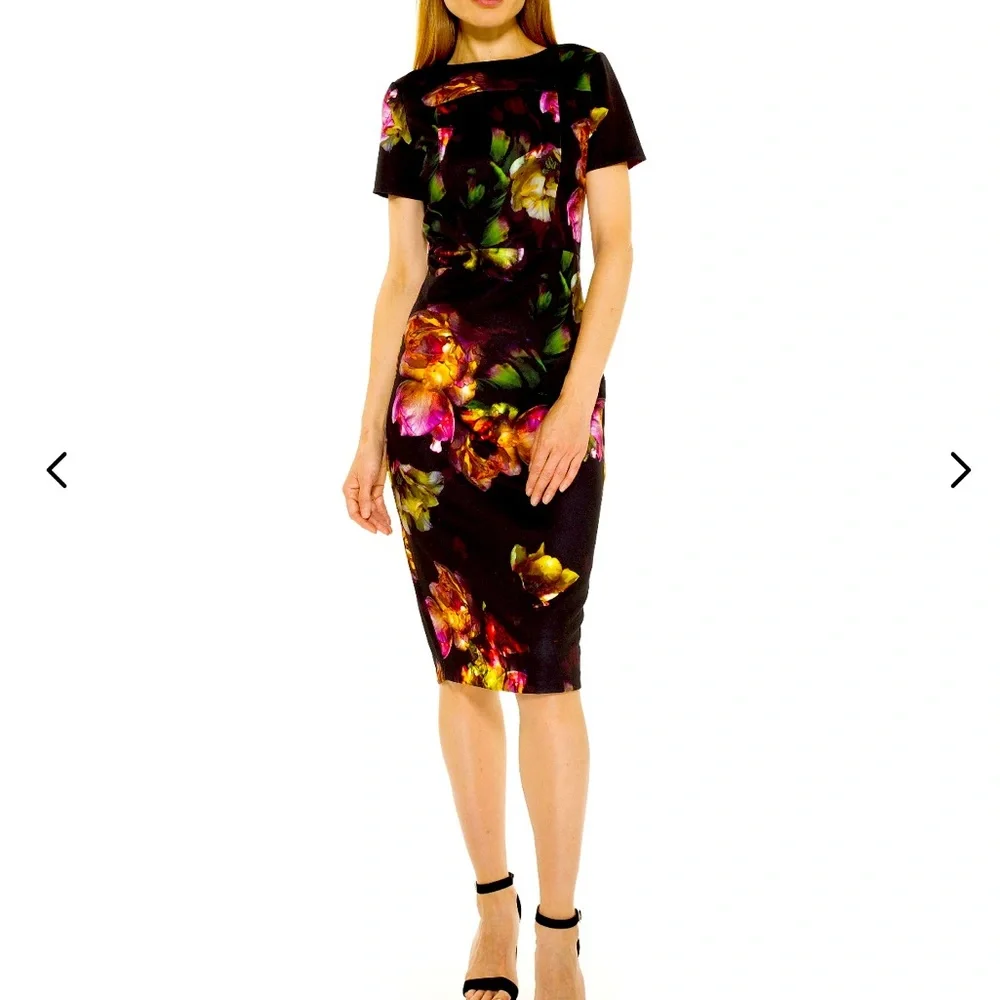 Alexia Admor Enchanted Garden Scuba Sheath Dress XS